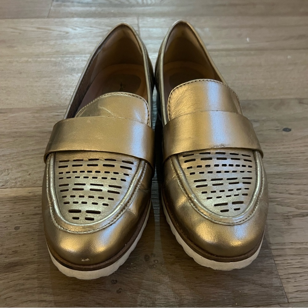 Metallic Gold Earth Loafers